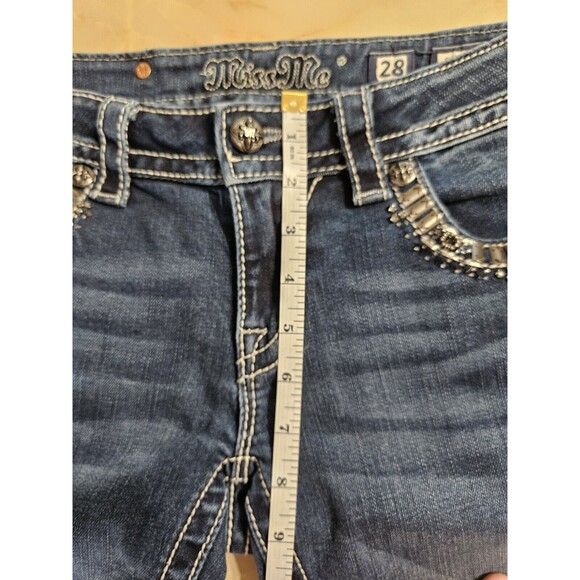 Miss Me Signature Rise Bootcut Dark Wash Women's Size 28 Embellished Embroidered - Picture 10 of 11